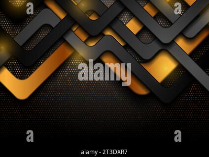 Fond vectoriel abstrait géométrique noir et doré de luxe Illustration de Vecteur