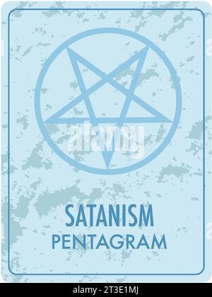 Carte de style dessin animé représentant le symbole pentagramme inversé associé au satanisme Illustration de Vecteur