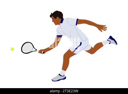 Jeune joueur de tennis sportif avec raquette et balle Illustration de Vecteur