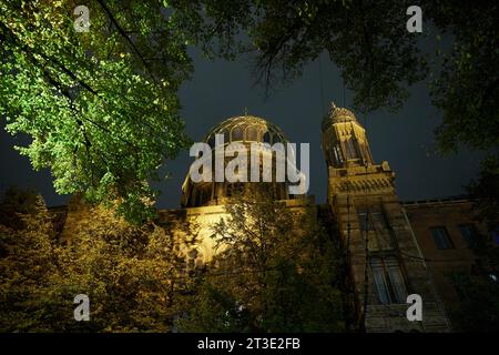 Berlin, Allemagne. 25 octobre 2023. Vue matinale de la synagogue sur Oranienburger Strasse. Crédit : Joerg Carstensen/dpa/Alamy Live News Banque D'Images