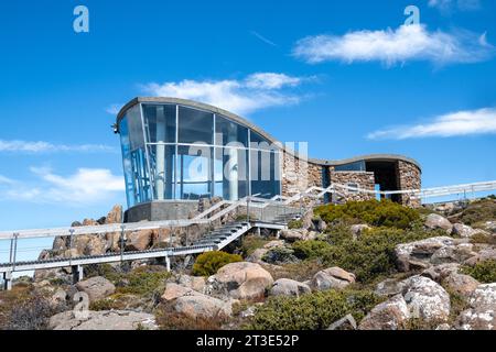 Le Pinnacle observation Shelter sur le Pinnacle du Mont Wellington en Tasmanie, Australie Banque D'Images