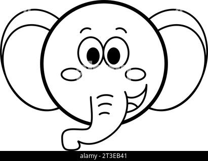 Éléphant - célèbre visage animal géant thaïlandais et asiatique pour le thème de la forêt, de la faune et de la nature dans les ressources éducatives de préscolaire et maternelle Illustration de Vecteur