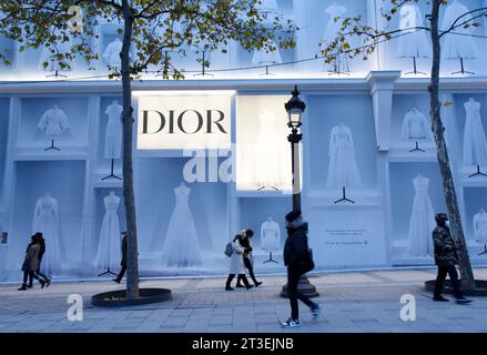 Paris (France) : Boutique Dior en rénovation au 127 Avenue des champs-Elysées à Paris 8e arrondissement (arrondissement) Banque D'Images