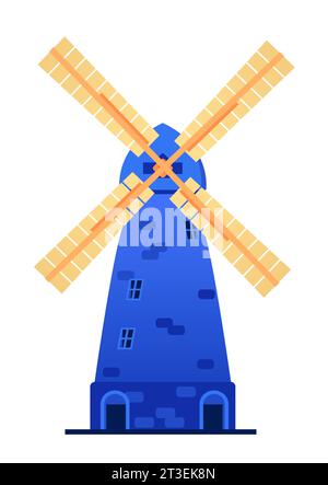 Montefiore Windmill - image isolée unique de style plat moderne Illustration de Vecteur