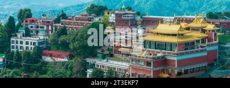 Vue aérienne du monastère de Thrangu Tashi Yangtse ou monastère de Bouddha Namo est un monastère bouddhiste tibétain, près de Katmandou, au Népal Banque D'Images