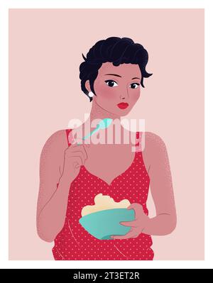 Portrait de femme dans le style pop art. Illustration de Vecteur