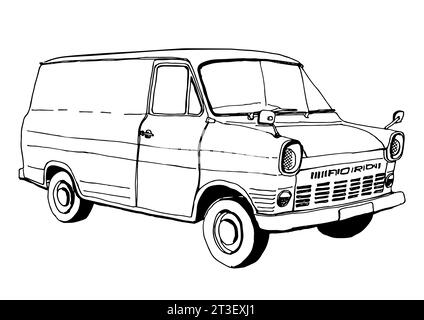 Sketch Transit Van des années 1960 Banque D'Images