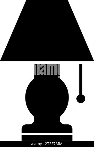 Lampe de chambre de table, lampadaire, illuminateur de chevet. Illustration de l'icône Flat Vector. Symbole noir simple sur fond blanc. Panneau lampe de chevet de table d Illustration de Vecteur