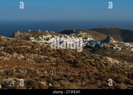 Grèce, mer Égée, archipel des Cyclades orientales, île d'Amorgos, Chora, la capitale de l'île Banque D'Images