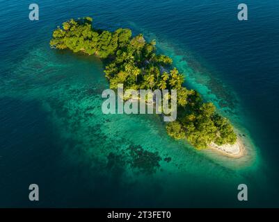 Papouasie-Nouvelle-Guinée, province de Madang, petite île près du village de Riwo (vue aérienne) Banque D'Images