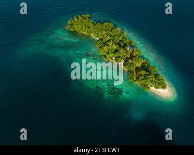Papouasie-Nouvelle-Guinée, province de Madang, petite île près du village de Riwo (vue aérienne) Banque D'Images
