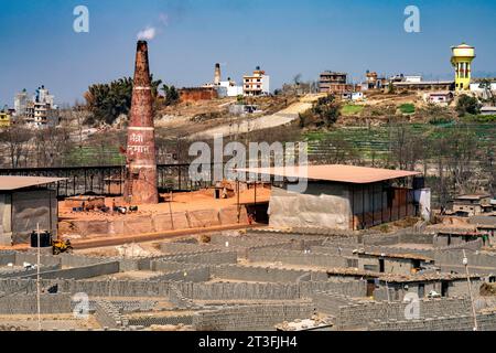 Népal, vallée de Katmandou, briqueteries près de Bhaktapur Banque D'Images