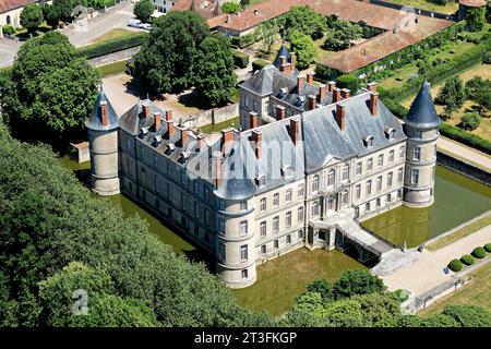 France, Meurthe-et-Moselle, pays Saintois, Haroué, château de Beauvau-Craon, connu sous le nom de château de Haroué, château du 18e siècle de l'architecte Germain Boffrand (vue aérienne) Banque D'Images