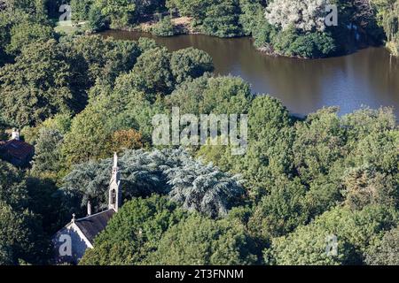 France, Vendée, les Lucs sur Boulogne, chapelle le petit Luc (vue aérienne) Banque D'Images