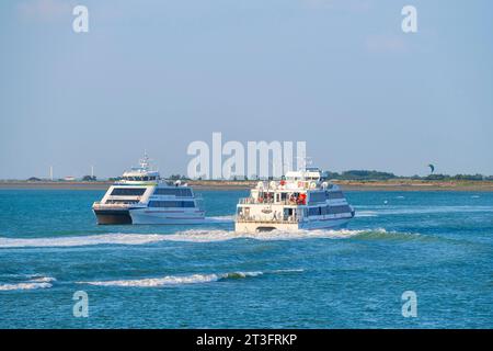 France, Vendée, la barre-de-Monts, ferries entre Fromentine et l'Ile d'Yeu Banque D'Images