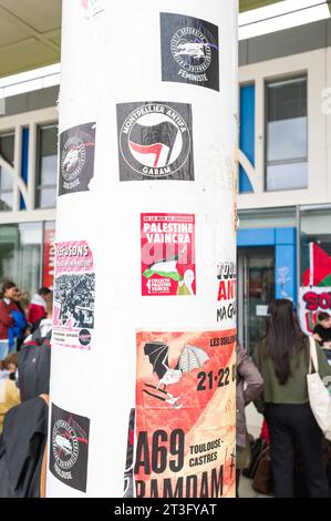 Toulouse, France. 25 octobre 2023. Drapeau palestinien au premier plan ...