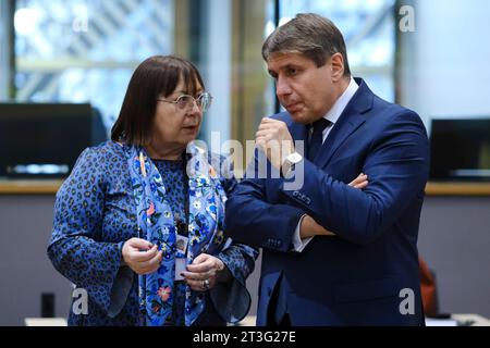 Bruxelles, Belgique. 25 octobre 2023. Esther LYNCH ces, arrive au Sommet social tripartite à Bruxelles, Belgique, le 25 octobre 2023. Crédit : ALEXANDROS MICHAILIDIS/Alamy Live News Banque D'Images