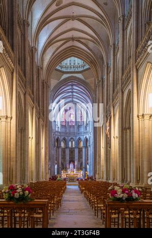 France, Manche, Cotentin, Coutances, 11e et 13e siècles Cathédrale notre-Dame de Coutances Banque D'Images