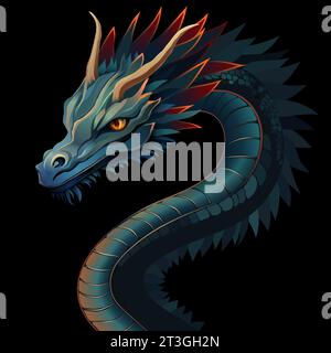 Illustration vectorielle réaliste de tête de dragon. Nouvel an chinois Illustration de Vecteur