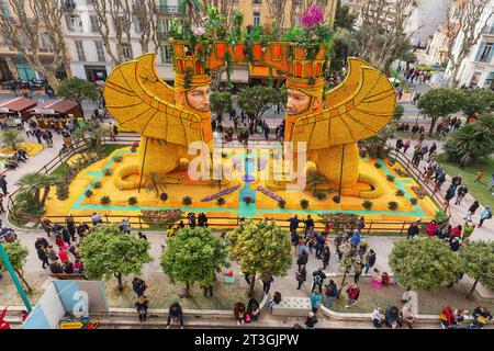 France, Alpes-Maritimes, Menton, jardin Bioves, exposition de motifs d'agrumes, Fête du citron, thème Rock et Opéra Banque D'Images