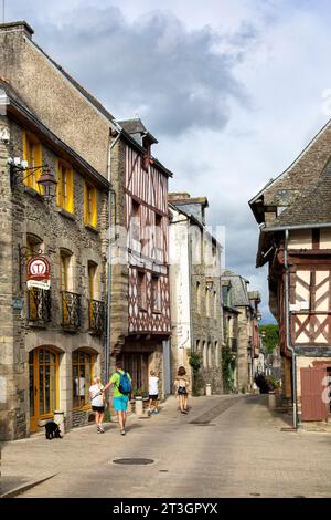 France, Morbihan, Josselin, centre historique, maison à colombages Banque D'Images