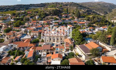 Vue aérienne sur le village de Vasa, district de Limassol, République de Chypre Banque D'Images