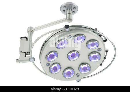 Eclairage chirurgical, lampe d'opération ou tête d'éclairage chirurgicale. Rendu 3D isolé sur fond blanc Banque D'Images