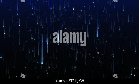 Pluie abstraite. Les grosses gouttelettes de particules sont floues verticalement. Fond dégradé. Rendu 3D. Banque D'Images