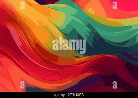 Texture de fond d'art abstrait, texture liquide avec du matériel d'art fluide, design ondulé coloré, illustration de papier peint moderne vagues. Banque D'Images