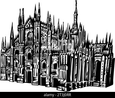 Cathédrale Duomo à Milan. Esquisse vectorielle Illustration de Vecteur