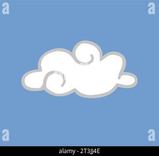 Nuages blancs isolés sur fond bleu. Icône de nuages enfantins dans le ciel bleu. Illustration de Vecteur