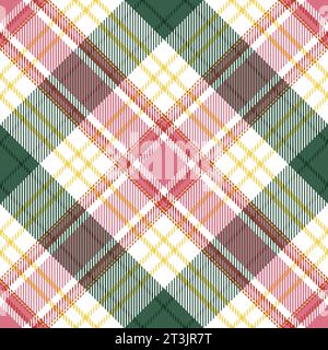 Motif vectoriel tartan diagonal de Noël sans couture, plaid à carreaux de tissu, idéal pour le textile, scrapbook. Illustration vectorielle Illustration de Vecteur