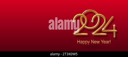 2024 bonne année calligraphie de lettrage à la main. Elément d'illustration vectorielle de vacances. Elément typographique pour bannière, affiche, félicitations. Illustration de Vecteur