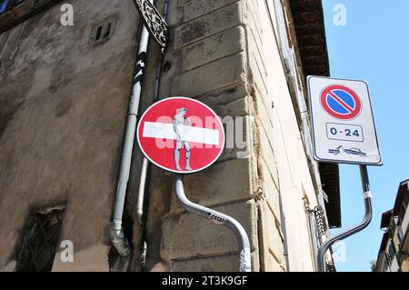 Photo de panneaux de signalisation intéressants à Florence, Italie Banque D'Images