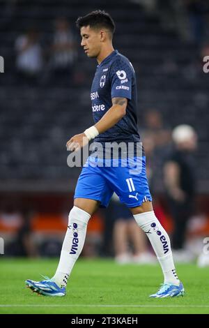 Monterrey, Mexique. 25 octobre 2023. La Liga BBVA MX a reporté le match du 4e tour entre Monterrey Rayados et Club Tijuana Xolos. #11 milieu de terrain Rayados, Maxi Meza pendant l'échauffement avant le jeu crédit obligatoire : Toby Tande/PXImages (crédit image : © Toby Tande/PX Imagens via ZUMA Press Wire) À USAGE ÉDITORIAL UNIQUEMENT! Non destiné à UN USAGE commercial ! Banque D'Images