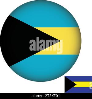 Forme ronde du drapeau des Bahamas Illustration de Vecteur