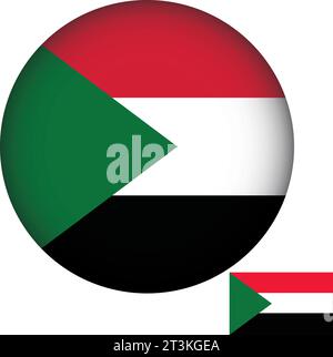 Forme ronde du drapeau du Soudan Illustration de Vecteur