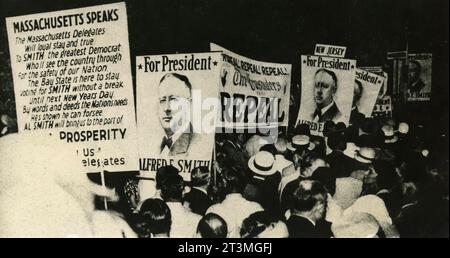 Soutien à la manifestation du candidat du Parti démocrate à la présidence Alfred Smith, États-Unis 1928 Banque D'Images