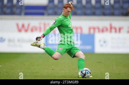 Duisbug, Deutschland. 07 octobre 2023. Firo : 07.10.2023 football : football : 10e journée 3e BUNDESLIGA, saison 2023/2024, 23/24 MSV Duisburg - Spielvereinigung Unterhaching, SpVgg Unterhaching 1:0 Konstantin Heide, action individuelle crédit : dpa/Alamy Live News Banque D'Images