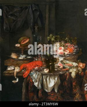 Abraham van Beyeren, banquet Still Life, peinture à l'huile sur toile, 1667 Banque D'Images