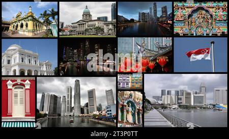 La ville de Singapour billet collage photo - images collection. Banque D'Images