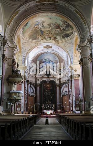 Vue intérieure de la cathédrale de Kecskemét, également connue sous le nom de Co-cathédrale de l'Ascension du Seigneur, Hongrie Banque D'Images