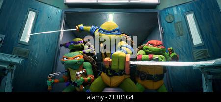 Teenage mutant Ninja Turtles : mutant Mayhem 2023 Donatello, Michelangelo, Leonardo, Raphaël Banque D'Images