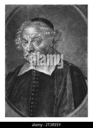 Portrait de Joost van den Vondel, Jan de Groot, d'après Philips Koninck, 1722 - 1745 l'écrivain et poète Joost van den Vondel. Banque D'Images