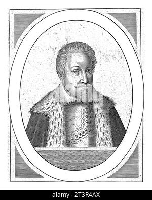 Portrait de Christian IV, roi de Danemark et de Norvège, Hendrick Hondius (I), 1608 buste à droite de Christian IV, roi de Danemark et de Norvège Banque D'Images