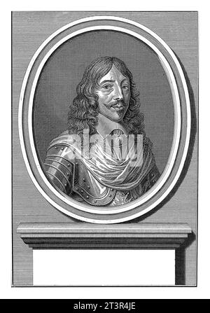 Portrait de Louis XIII, Bernard Picart, 1729 Portrait de Louis XIII, roi de France. Il porte un ruban avec l'ordre du Saint-Esprit. Banque D'Images