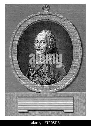 Portret van Charles Louis Auguste Fouquet, duc de Belle-Isle, Carlo Domenico Melini, d'après Maurice-Quentin de la Tour, 1745 - 1795. Banque D'Images