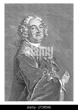 Portret van Francois Robichon de la Guerinière, Simon Henri Thomassin, d'après Louis Tocque, 1697 - 1741, gravé vintage. Banque D'Images