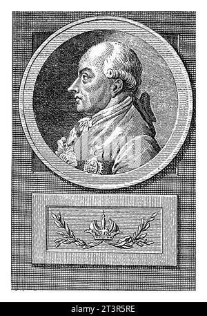 Portrait de Léopold II, Empereur d'Allemagne, Reinier Vinkeles (I), après Jacobus achète, 1783 - 1795, vintage gravé. Banque D'Images