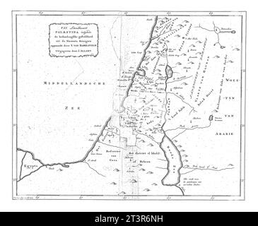 Carte d'une partie de la Palestine, Jan van Jagen, 1794, gravée vintage. Banque D'Images